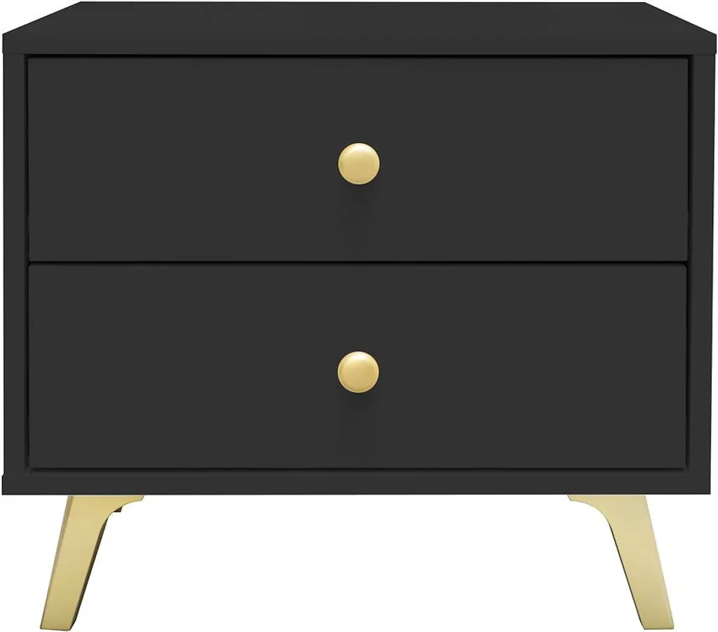 Table de chevet JOELE noire au design industriel avec structure en métal