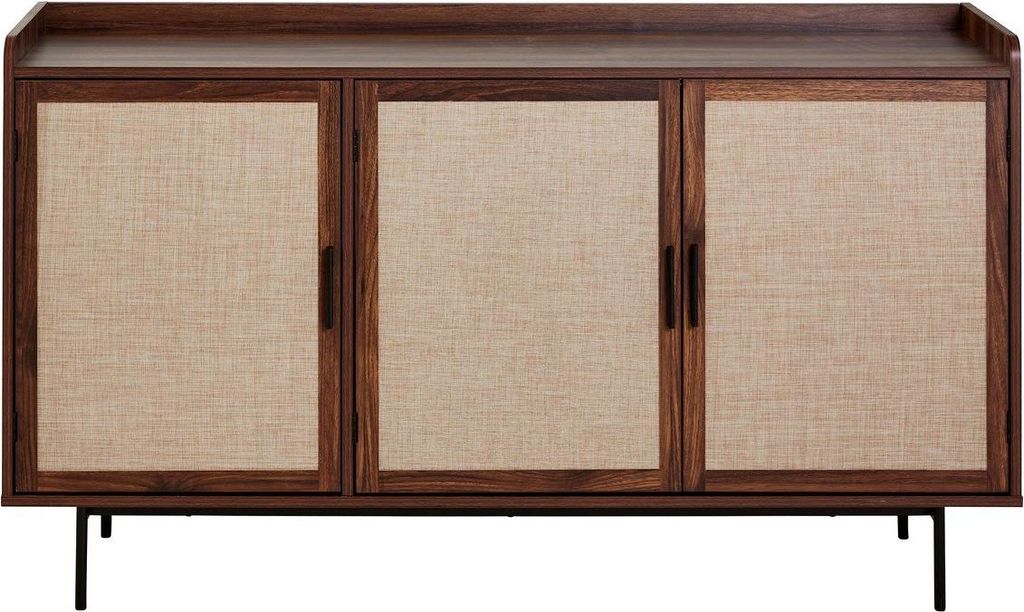 3-türiges Sideboard in Nussbaumoptik mit Stofffronten  B Produktbild 