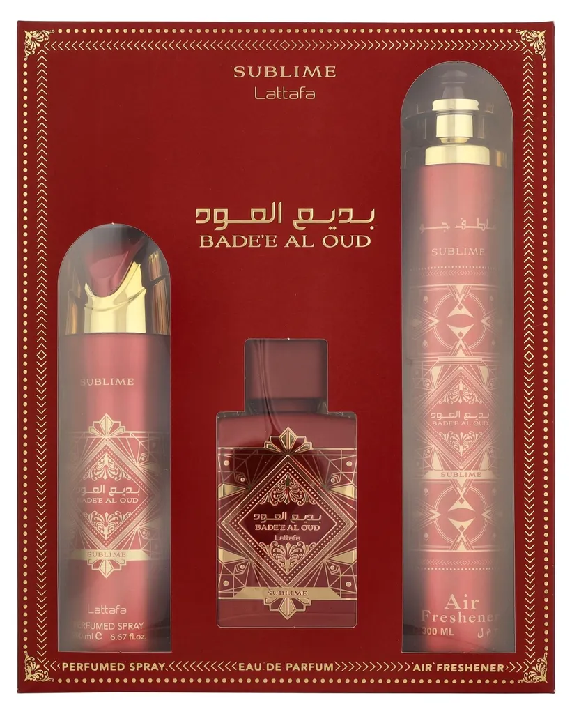 Coffret Parfum Oriental Bade'e Al Oud Sublime Set Complet 3 en 1 Luxe