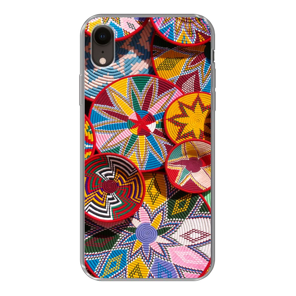MuchoWow Handyhülle Schutzhülle Hülle für iPhone XR Kreis - Muster - Farben Silikon Softcase Handy Hülle - Schutzdeckel