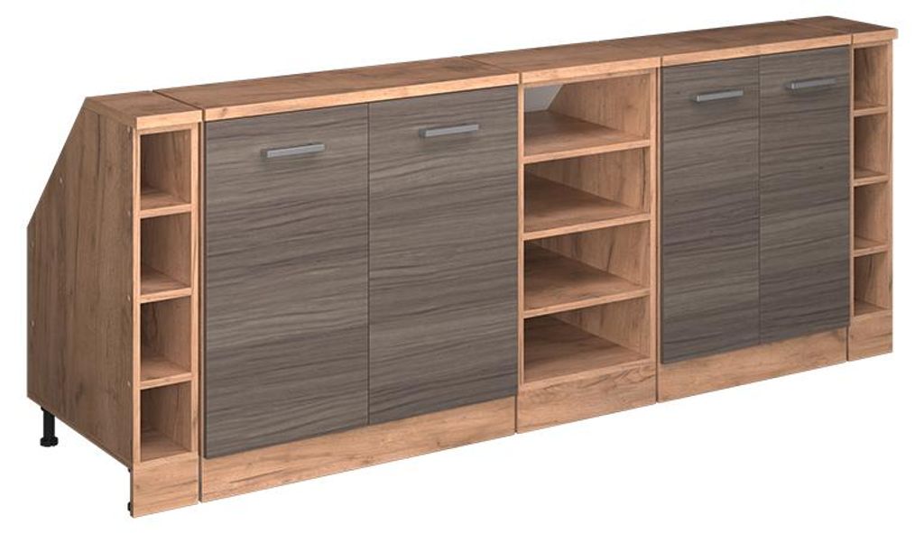 Dachschrägenschrank-Set Vicco Rion Edelgrau 210 cm 5er Set Schrankkorpuss 60 cm Tiefe, Model 60302