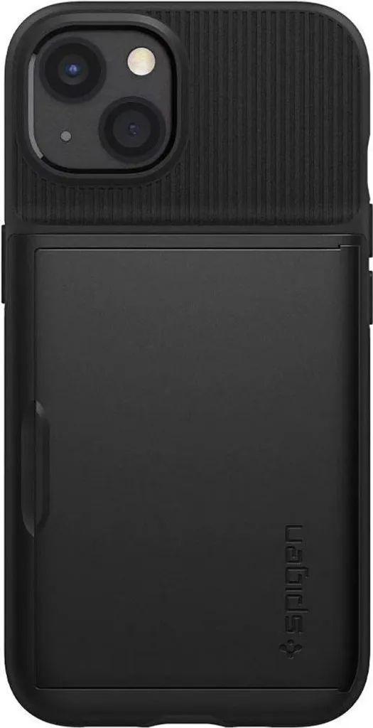 Coque iPhone 13 Antichoc Spigen Slim Armor CS Noire avec Rangement CB