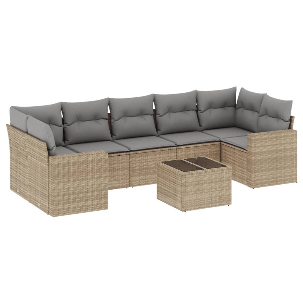 "im Sonderangebot" 8-tlg. Garten-Sofagarnitur - Balkonmöbel/Loungeset - elegantes Design - mit Kissen Beige Poly Rattan - Gartensofas DEMöbel504340