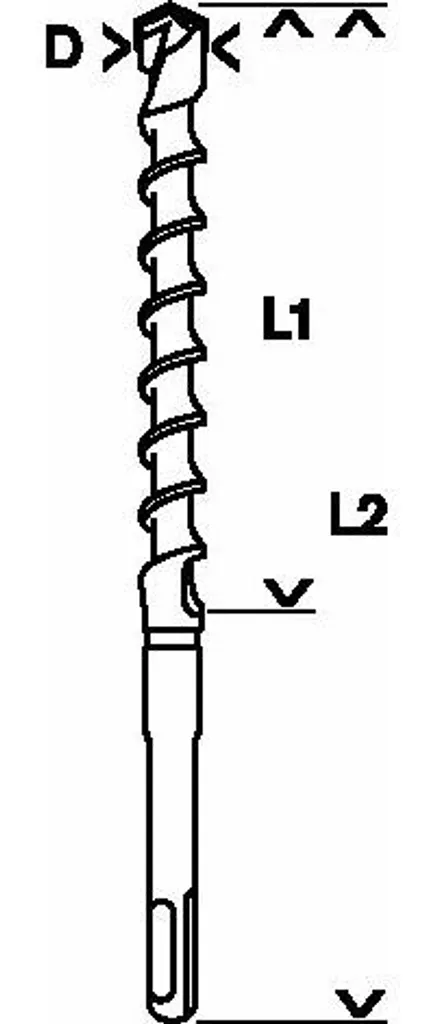 Punta per martello con SDS-Plus, a 4 spirali, diametro mm: 5,5, lunghezza utile / lunghezza totale mm: 200 / 260 - 21