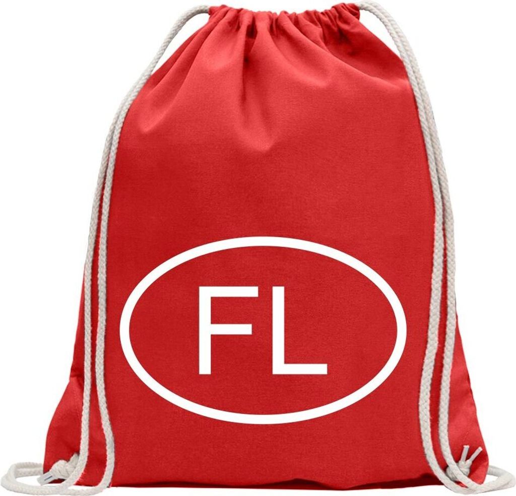 Kiwistar - Turnbeutel - rot - Liechtenstein FL - Fun Rucksack Sport Beutel Gymsack Baumwolle mit Ziehgurt