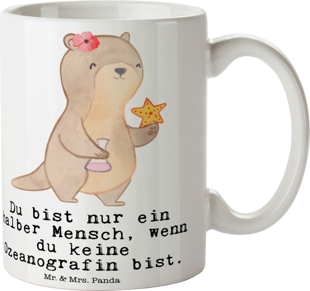 Mr. & Mrs. Panda Kaffeetasse Ozeanografin Herz - Weiß - Geschenk, Studium, Lustig, Witzig, Bürobecher, Tasse, Naturwissenschaftler, Keramiktasse,...