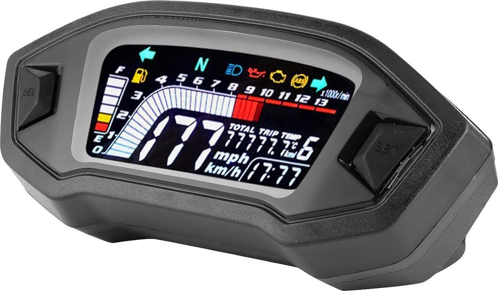 Digitaler Tachometer, Universal-Motorrad-Tachometer, LCD, wasserdicht, Motorrad-Instrument, LCD-Kilometerzähler, Tachometer für 1 2 4 Zylinder Mo...