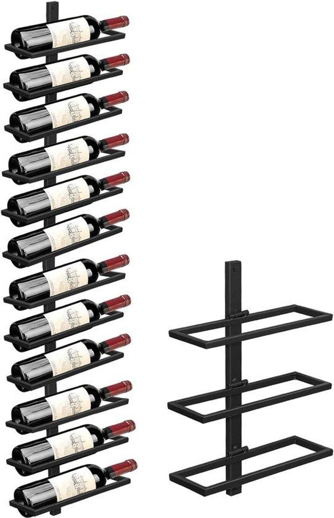 Weinregal aus Metall für 12 Flaschen - Wandanhänger - 4 Stück.