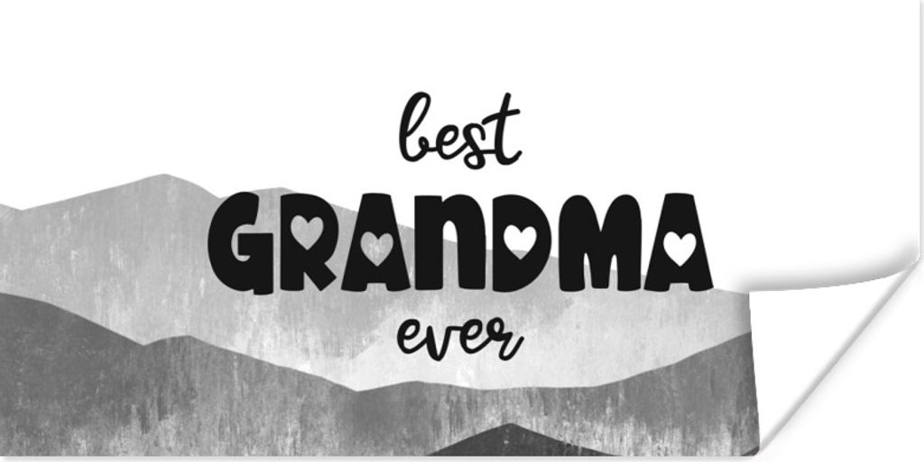 MuchoWow Poster Oma - Muttertag - Oma Geschenk - schwarz und weiß 150x75 cm - ohne Rahmen