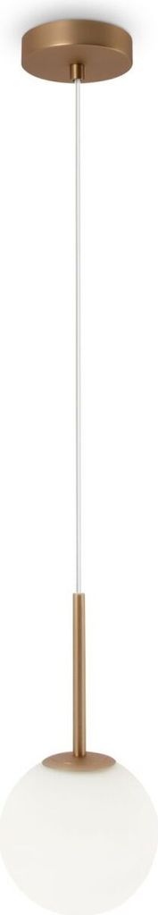 Hängeleuchte Metall Glas E14 rund D: 15 cm H: max. 180 cm in Gold Weiß Kugel Schirm Modern