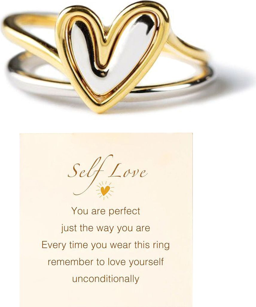 1 Set Frauen Ring mit Grußkarte Unregelmäßige Persönlichkeit Muttertag Geschenk Hohlen Liebe Herz Finger Ring Mode Schmuck-US 6