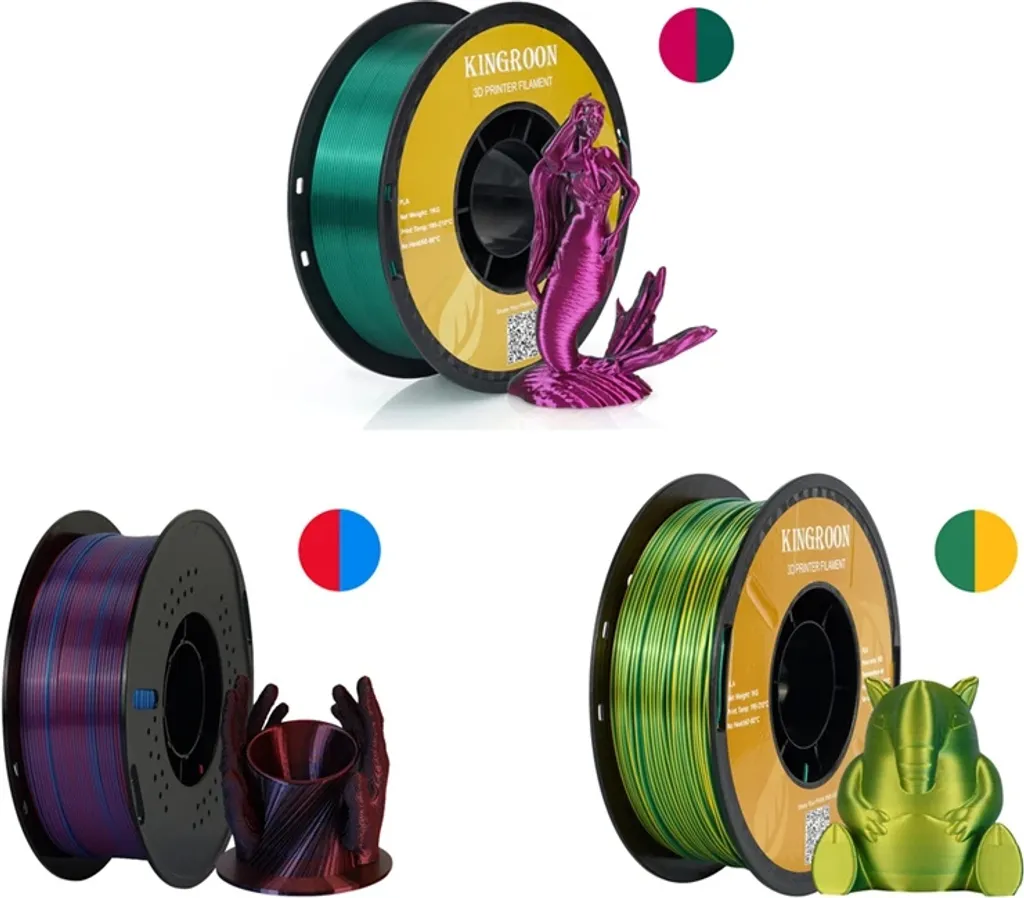 Filament PLA Silk 1.75 mm Anti-Décollement - 3KG Bicolore Soyeux