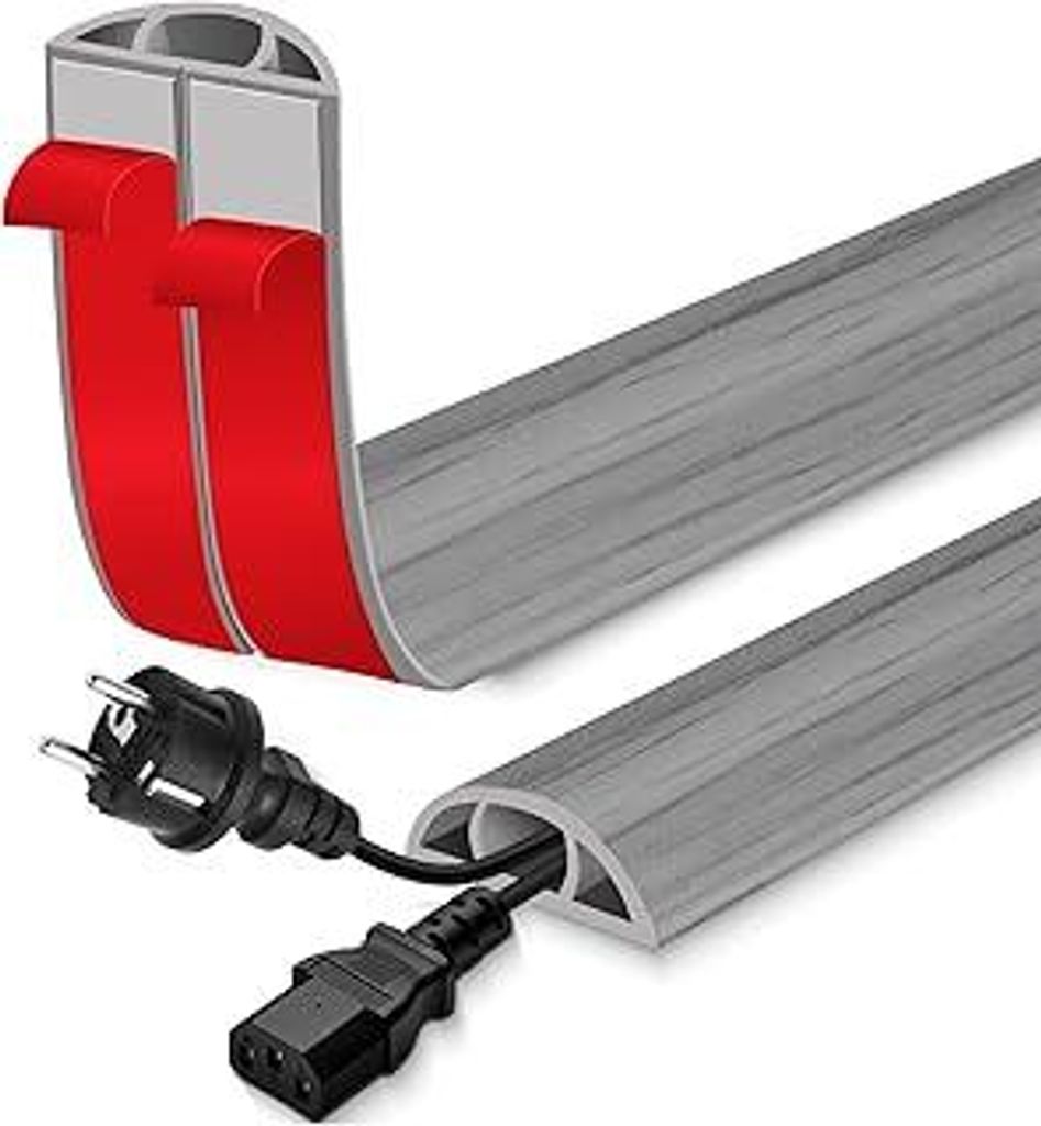 Kabelkanal selbstklebend Kabelbrücke Boden PVC Kabelkanal flexibel Kabelschacht flach Kabelabdeckung für Kabel Verstecken und Kabelschutz (Hellgr...