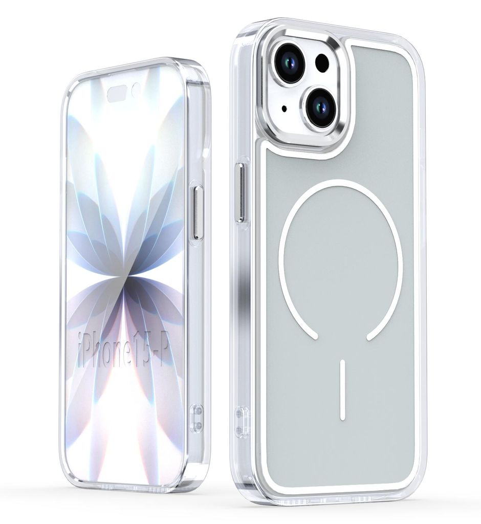 Magnetische Hülle für iPhone 13, Dünn Klare Stoßfest Handyhülle, Kompatibel mit MagSafe Grau