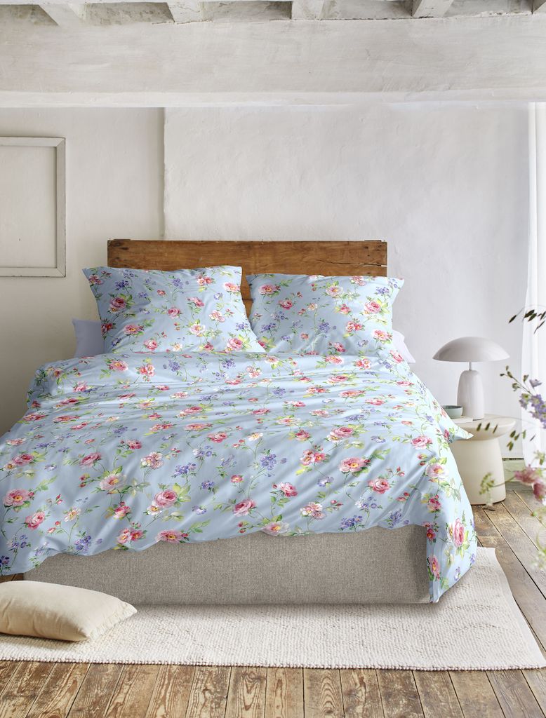 Irisette Mako-Satin Bettwäsche-Garnitur Wave 8591 Farbe blau Größe 155x220+80x80