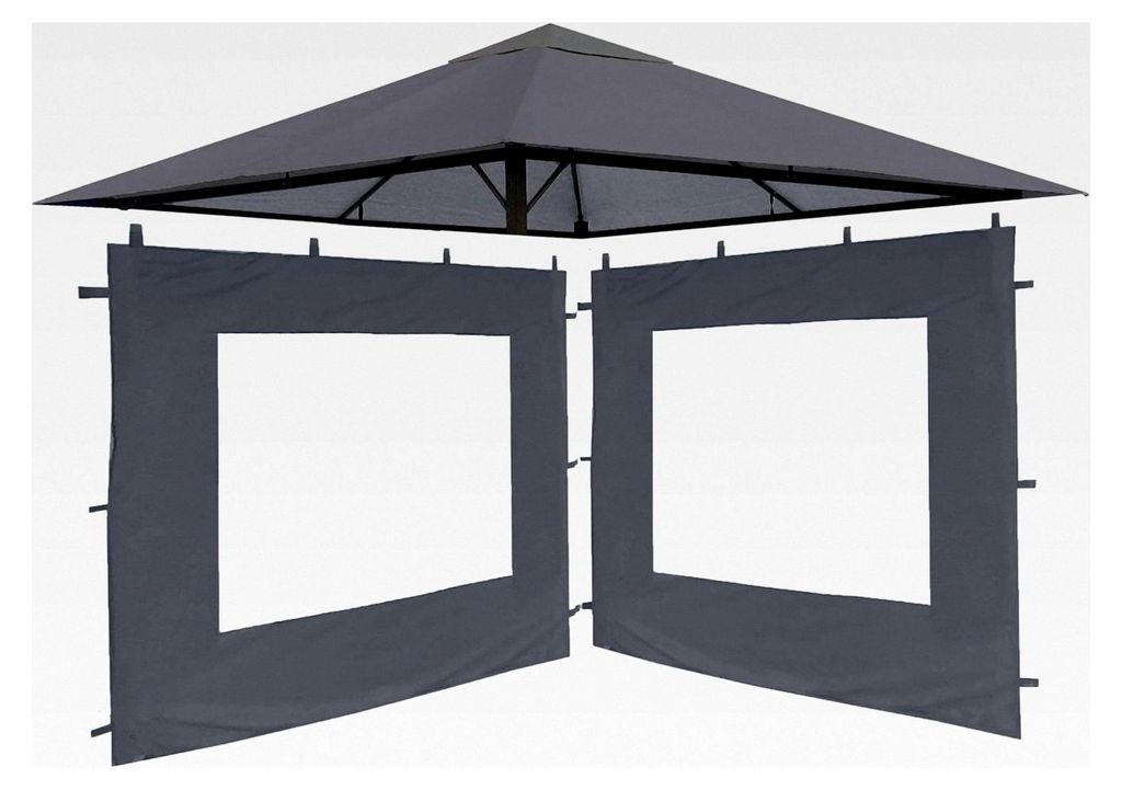 Ersatzdach und 2 Seitenwände für Gartenpavillon 3x3m Grau RAL 7012