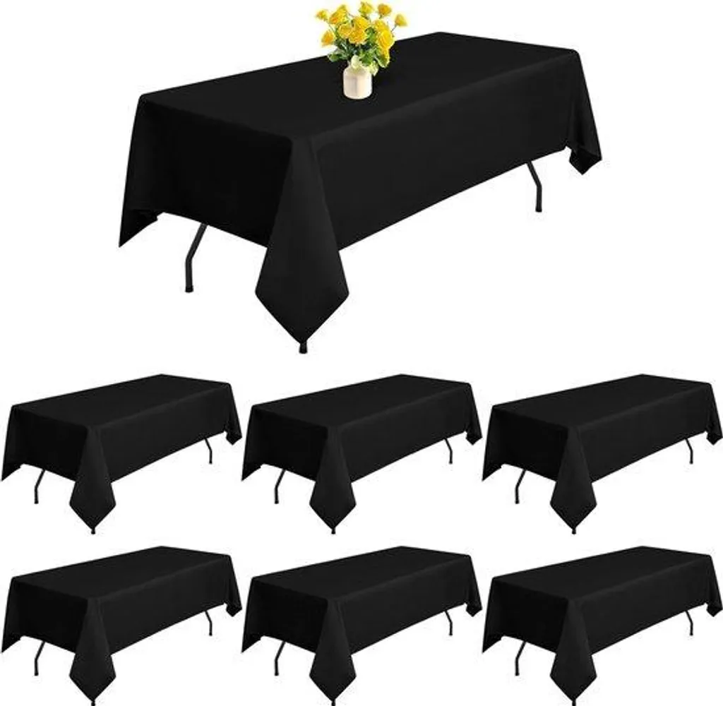 Nappe noire anti-tache 153x320 cm en polyester pour table rectangulaire
