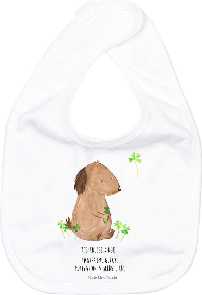 Mr. & Mrs. Panda Lätzchen Hund Kleeblatt - Weiß - Geschenk, Kinderlätzchen, Gratis, Babylätzchen, Sabber, Glück, Liebe, Sprüche, Schlabberlat...