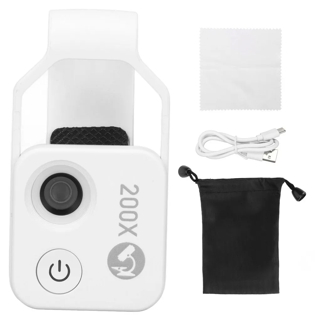 Microscope de Poche LED Zoom 200x avec Filtre CPL Anti-Reflet pour GSM