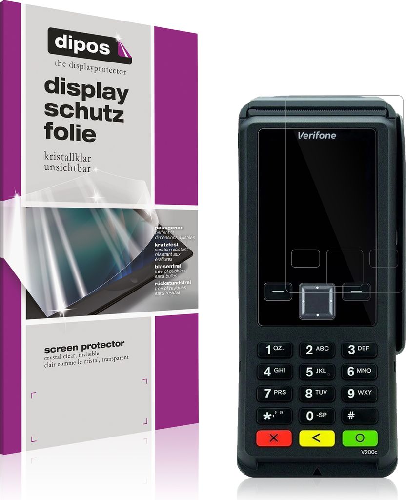 4x Schutzfolie für Verifone V200c klar Displayschutzfolie Folie Display Schutz dipos