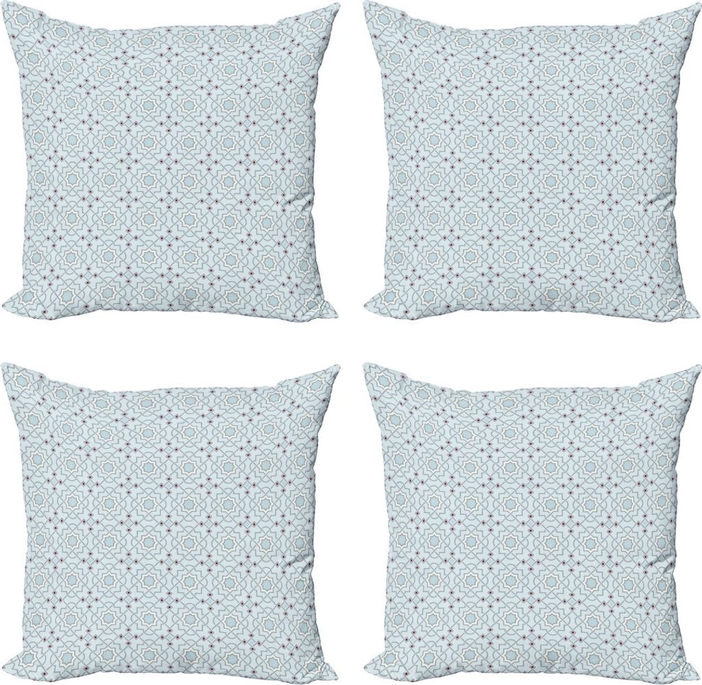 ABAKUHAUS Orient Kissenbezug Set (4 Stück), Oriental marokkanische Kunst, Moderner Doppelseitiger Digitaldruck, 50 cm x 50 cm, Baby blau