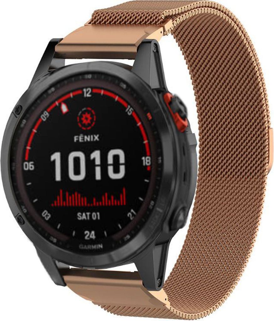Strap-it Garmin Fenix 7x Milanaise Armband ( Roségold )