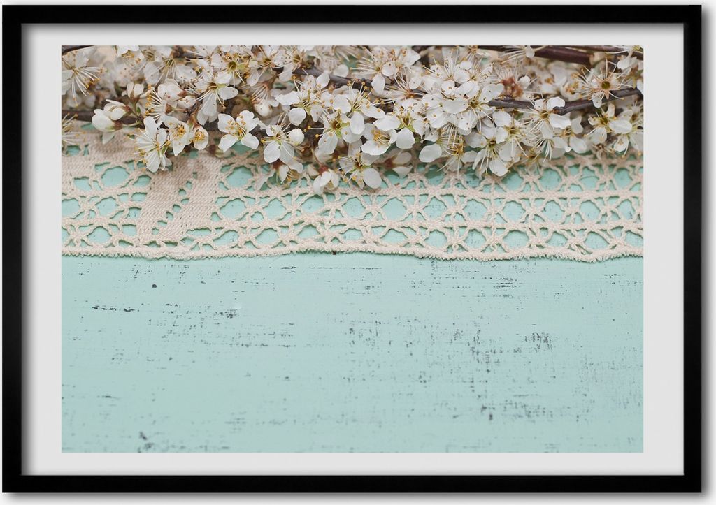 Bild - Bilderrahmen - 100 cm x 70 cm - MDF - Rahmen - Foto - Wandkunst Kirschblüten