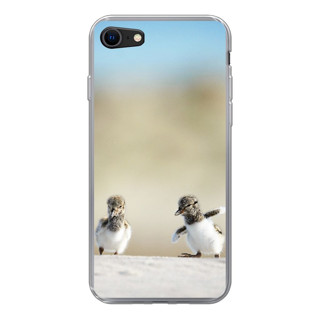 MuchoWow Handyhülle Schutzhülle Hülle für iPhone 7 Junge - Sand - Vögel Silikon Softcase Handy Hülle - Kartenhalter