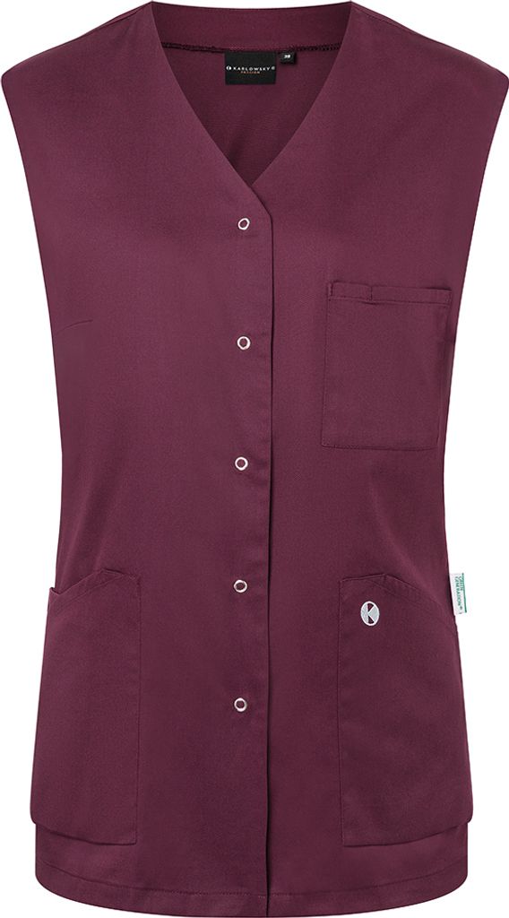 KARLOWSKY Damen Kasack ESSENTIAL Ärmellos V-Neck Modern-Fit Aubergine 50