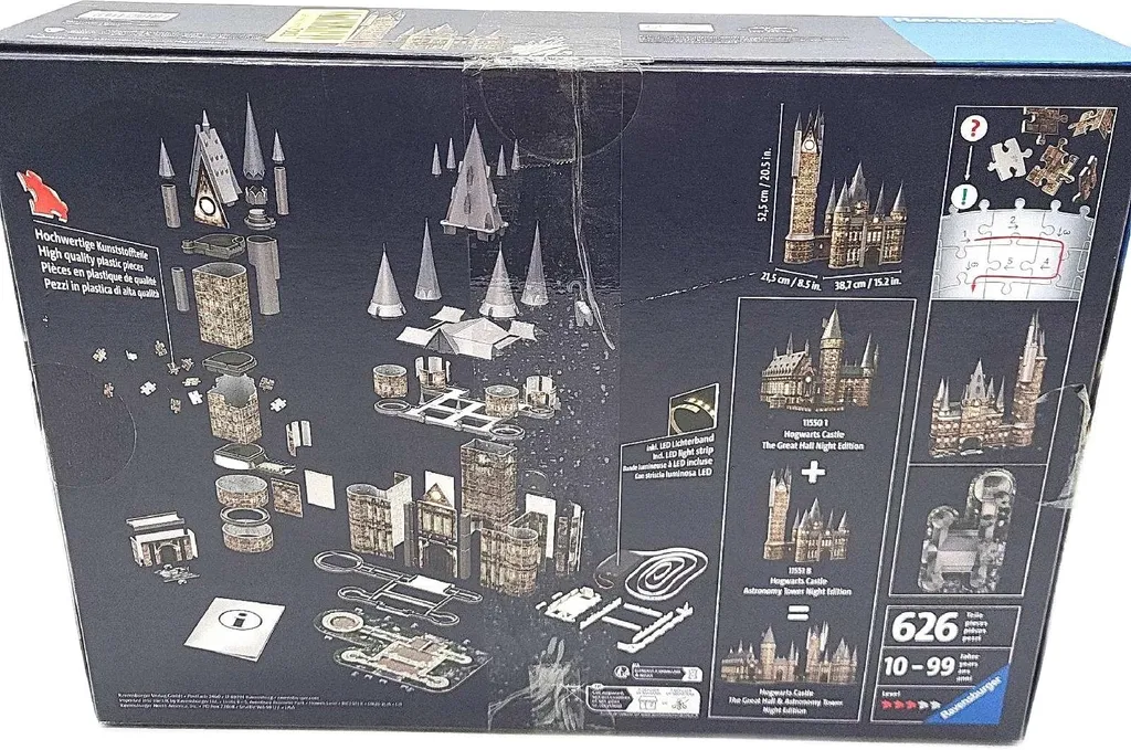 Tour de Poudlard Puzzle 3D 540 pièces : Version nuit avec LED intégrées - 12