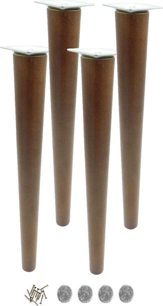 Möbelfüße aus Buchenholz 45 cm mit trockener Nussbeize - 4 Produktbild 