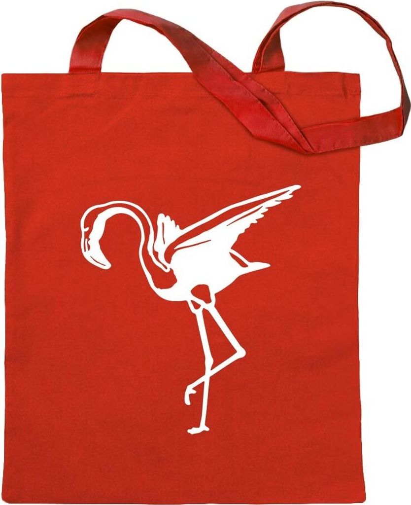 Kiwistar - Baumwolltasche - rot - Flamingo - rosa - Afrika - Tragetasche Stoffbeutel Umhängetasche Langer Henkel