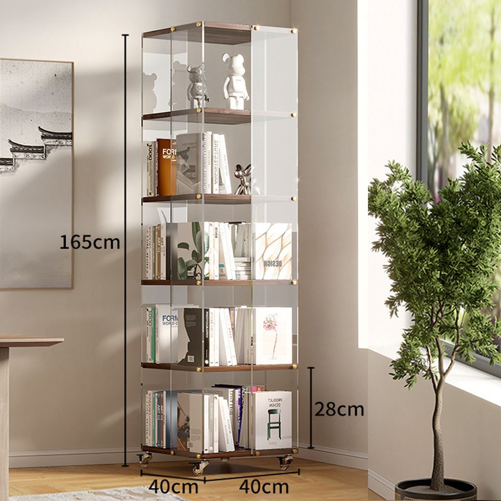 360Home Bücherregal Drehbares Bücherregal Massivholz Aufbewahrungsregal Beweglich 5 Ebenen