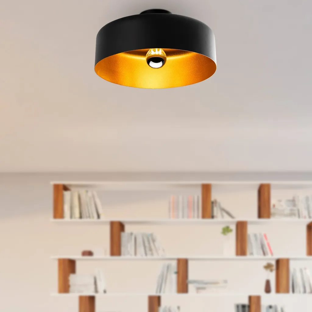 Lustre Noir Compact Vesta 15075 pour Plafond Bas et Petit Espace