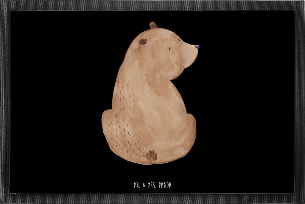 Mr. & Mrs. Panda Gummimatte Bär Schulterblick 60 x 90 cm - Schwarz - Geschenk, Fussmatte, Teddy, Schmutzfangmatte, Weisheit, Weltansicht, fußmatt...