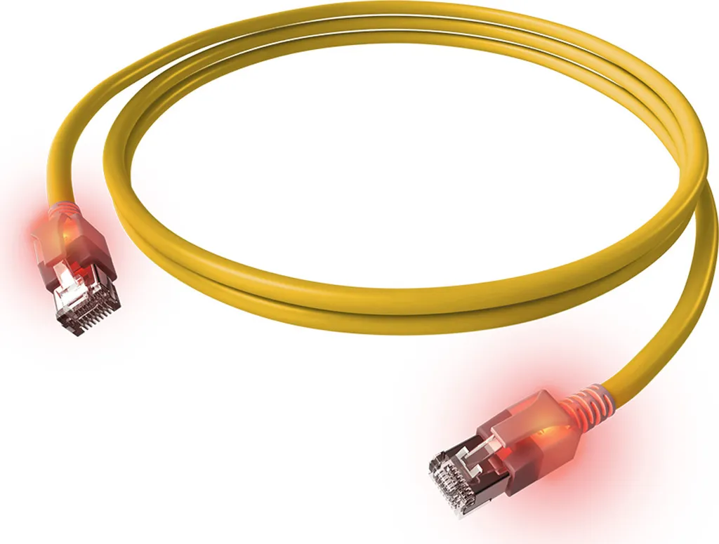 Cavo Rete Giallo 1m Cat.6A LED EasyLan | S/FTP saCon Professionale