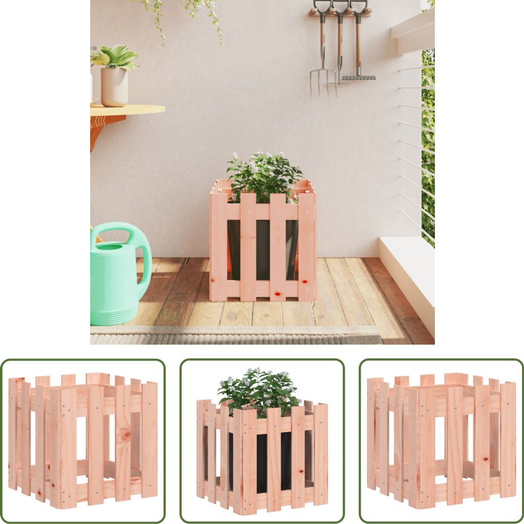 The Living Store Pflanzkübel Lattenzaun-Design 40x40x40 cm Massivholz Douglasie
