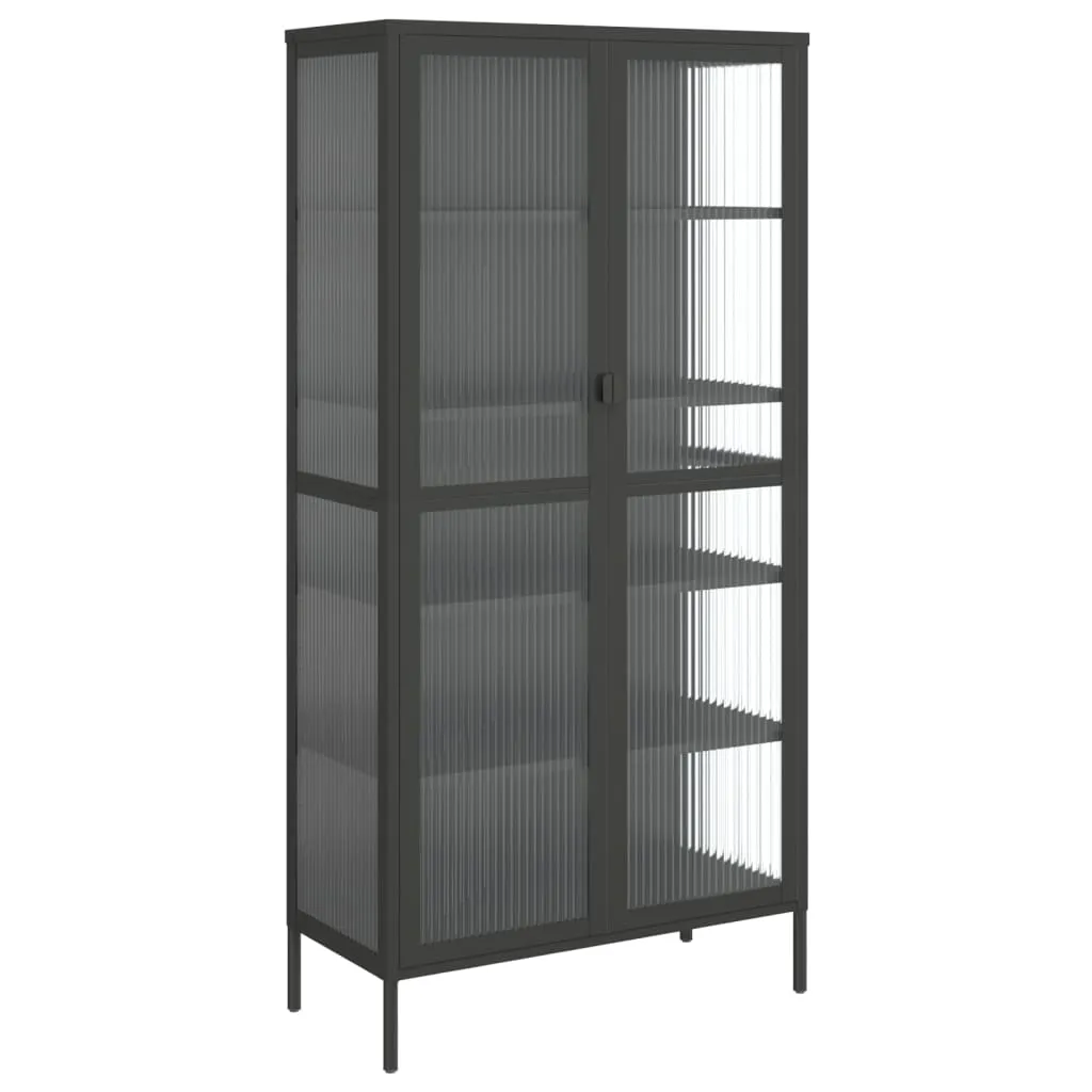 Armoire Vitrée Noire 180 cm : Solution de Rangement Stable et Durable - 3