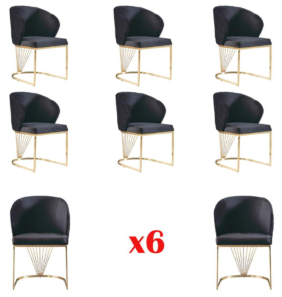 Set 6x Stuhl Stühle Sessel Esszimmer Garnitur Holz Modern Gruppe Lehnstuhl Möbel