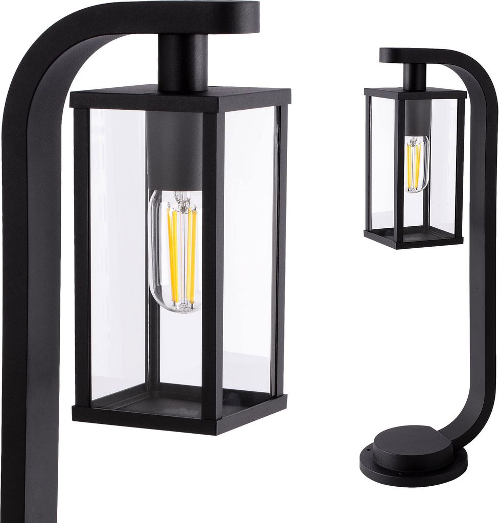 Standleuchte Außenleuchte Wegbeleuchtung E27 Schwarz IP44 Außenbeleuchtung Garten moderne 60cm Standlampe aus Aluminium RD1908-600
