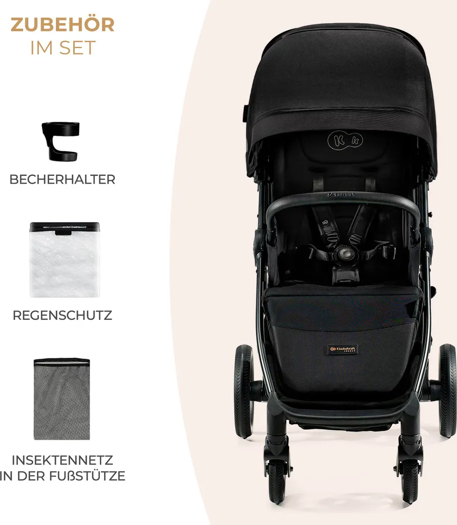 Poussette Mitzy Ink Noir Kinderkraft Select avec Pliage Rapide Compact - 10