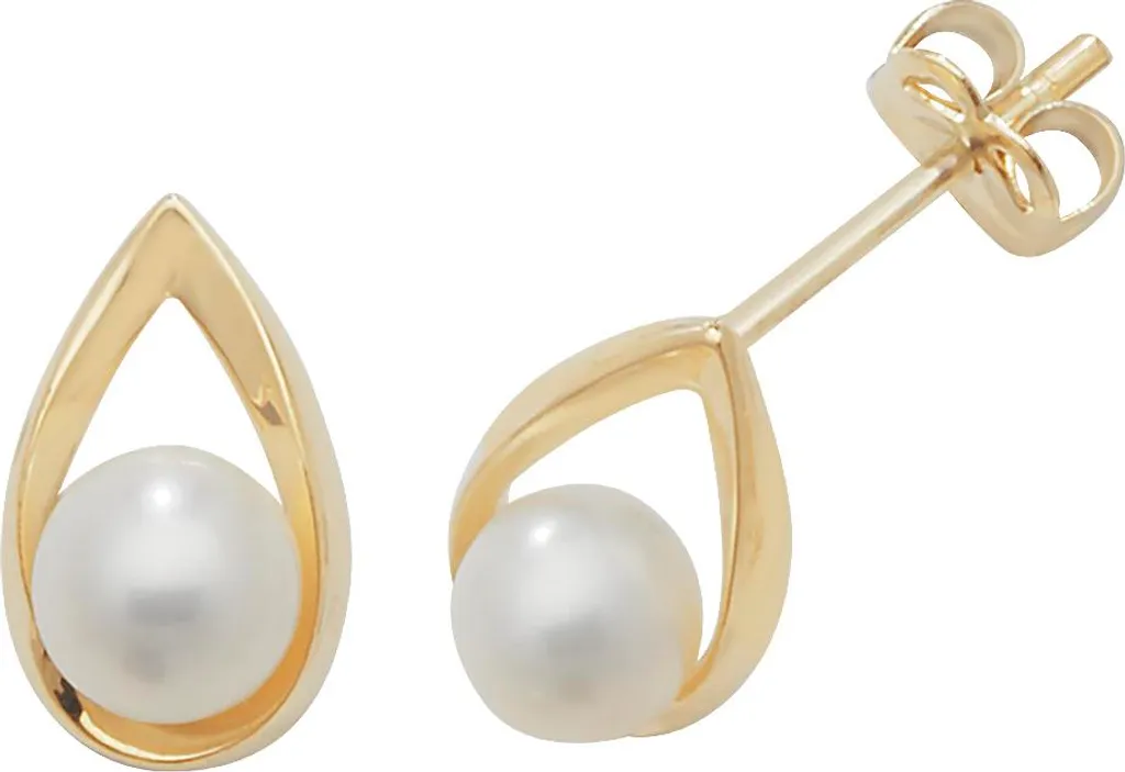 Boucles d'Oreilles Or 375/1000 et Perle de Chine 10x6mm TRS1890