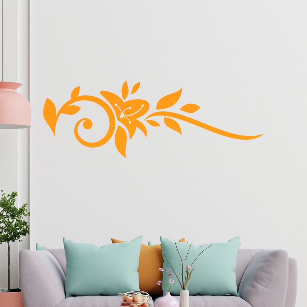Blume - Linien Wandtattoo in 6 Größen - Wandaufkleber Wall Sticker - Dekoration, Küche, Wohnzimmer, Schlafzimmer, Badezimmer
