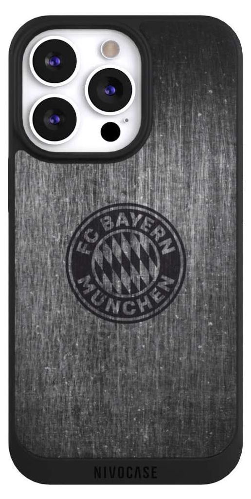NIVOCASE Handyhülle für Apple iPhone 13 Pro Hülle NIVOpure Case Schwarz FC Bayern München FCB Metallic Look