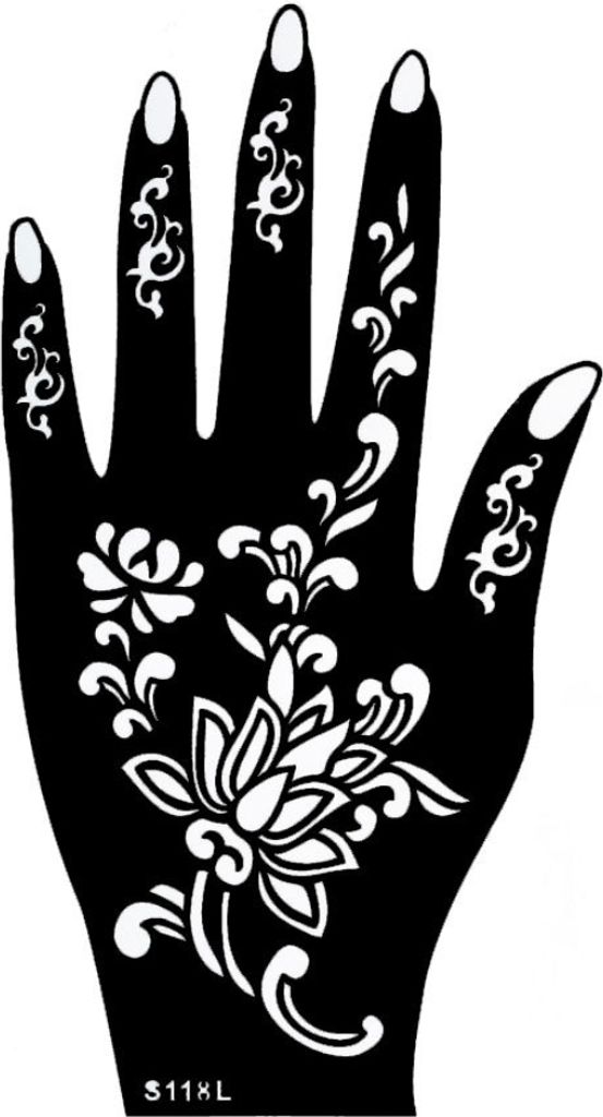 Henna Tattoo Schablone für die Linke Hand