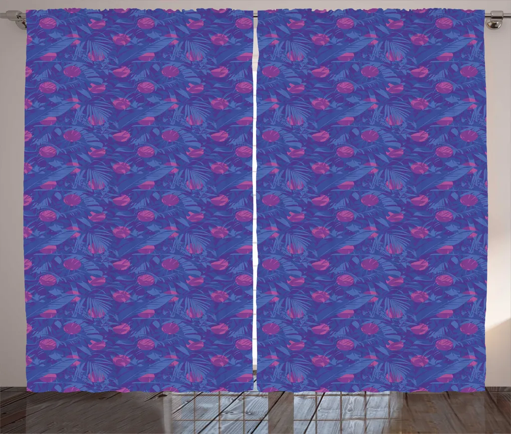 Rideau Largeur 280 cm pour Cacher le Vis-à-vis avec Style Jungle Violet