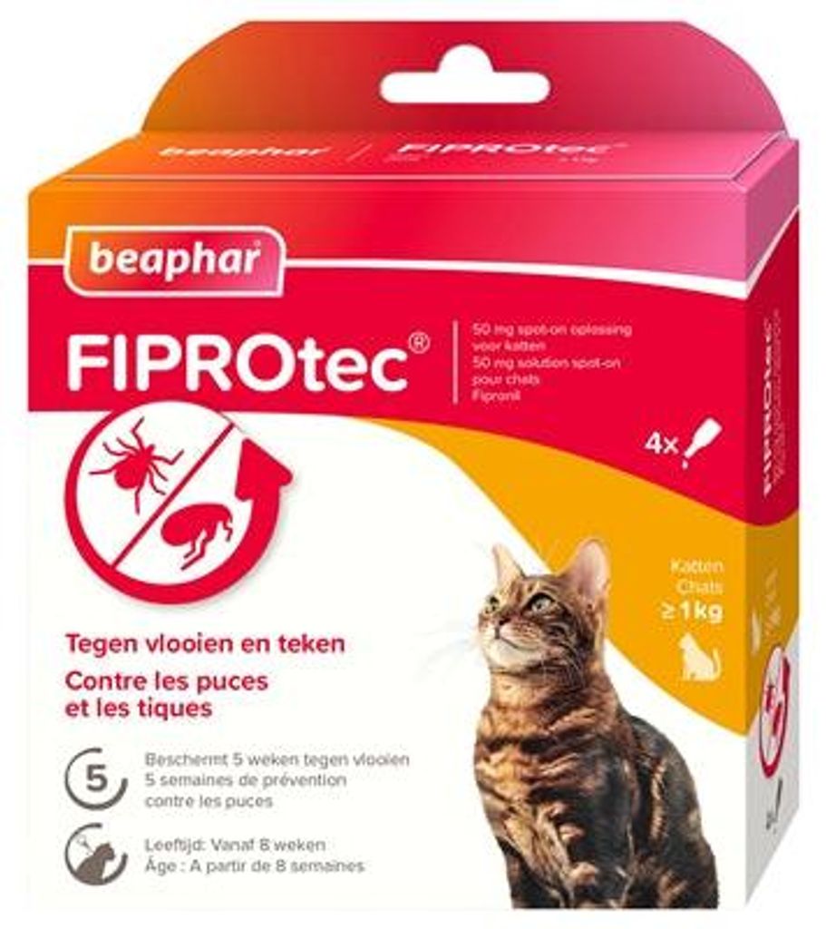Beaphar Fiprotec Kat Tegen Vlooien & Teken - Bestrijdingsmiddelen voor Katten