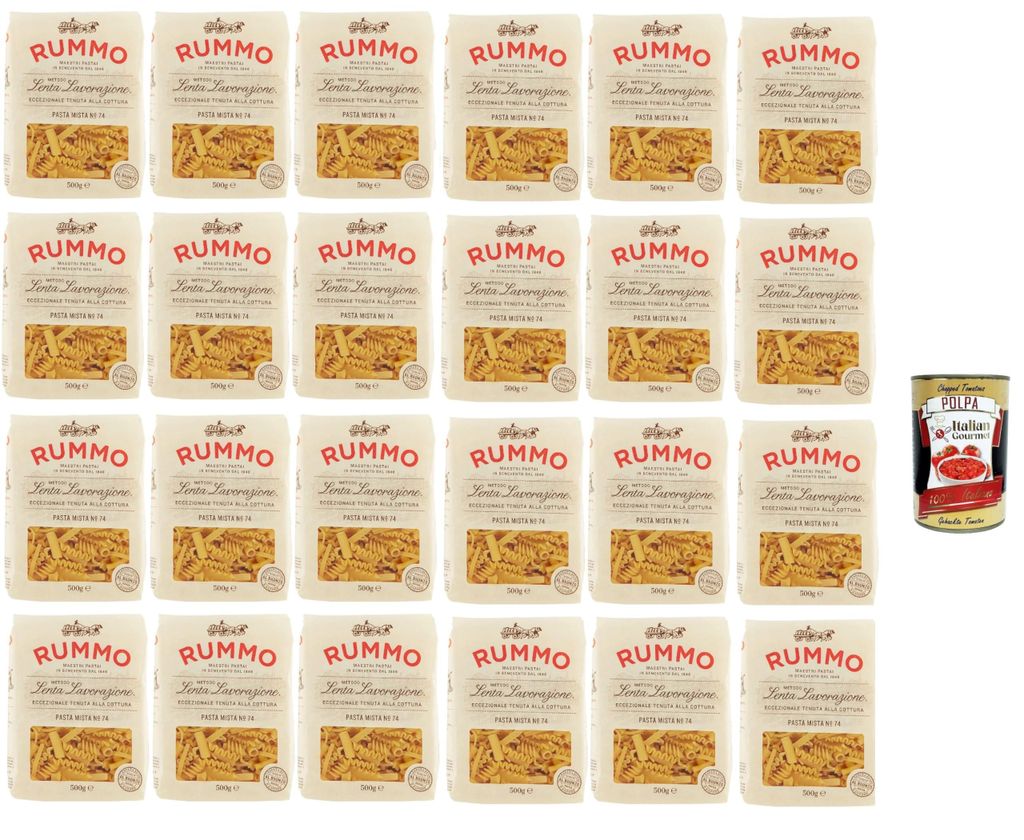 Rummo Pasta Mista No.74 24x500g | Hartweizengrieß, al bronzo – langsam getrocknet, vielseitige Kurzpasta, extra bissfest – Premium Vorratspack...