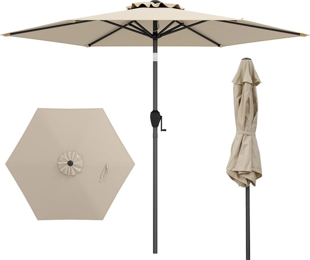 COSTWAY slnečník 230 cm, záhradný slnečník s kľukou a 6 Obrázok produktu 