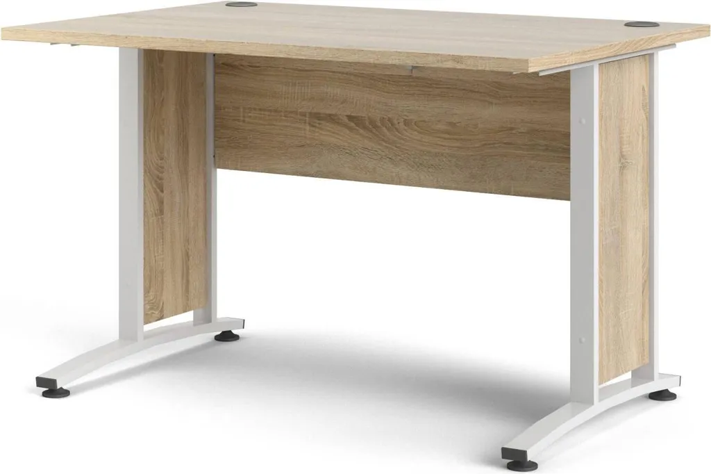 Table de bureau Prima chêne structuré 120x80 cm pour poste informatique - 7